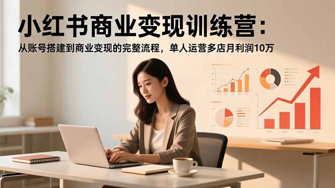 （16698期）小红书商业变现训练营：从账号搭建到商业变现的完整流程，单人运营多店月利润10万-宇文网创