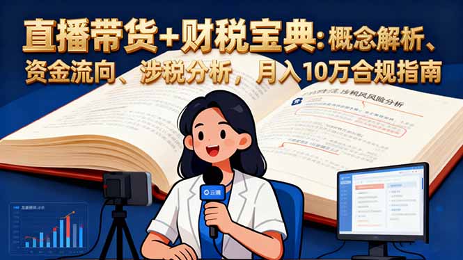 （16444期）直播带货+财税宝典：概念解析、资金流向、涉税分析，月入10万合规指南-宇文网创