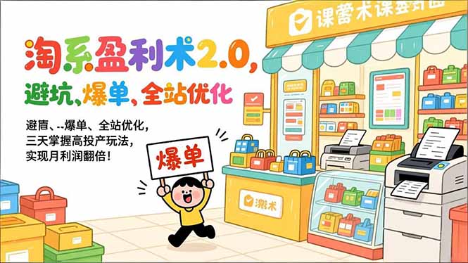 （17127期）淘系盈利术2.0，避坑、爆单、全站优化，三天掌握高投产玩法，实现月利润翻倍！-宇文网创