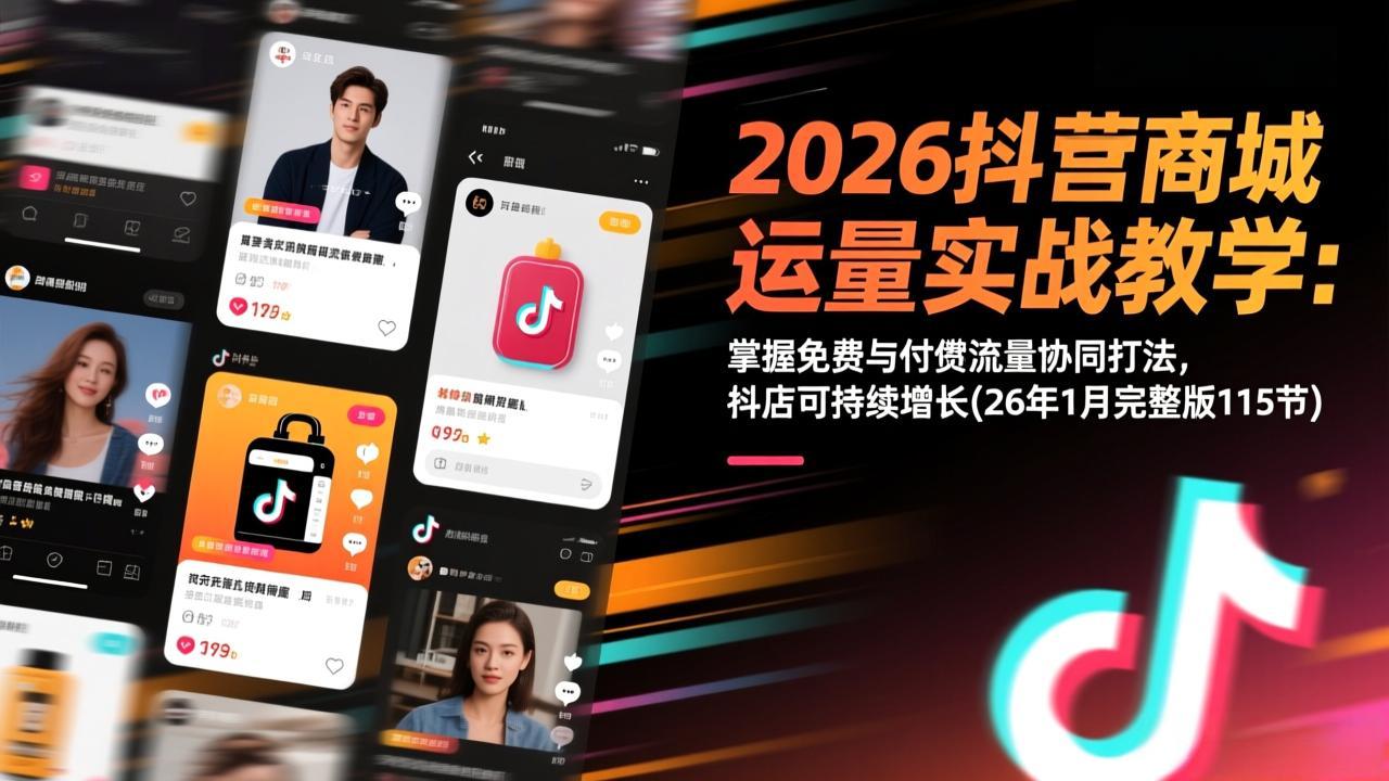 （17165期）2026抖音商城运营实战教学：掌握免费与付费流量协同打法，抖店可持续增长(26年1月完整版115节)-宇文网创