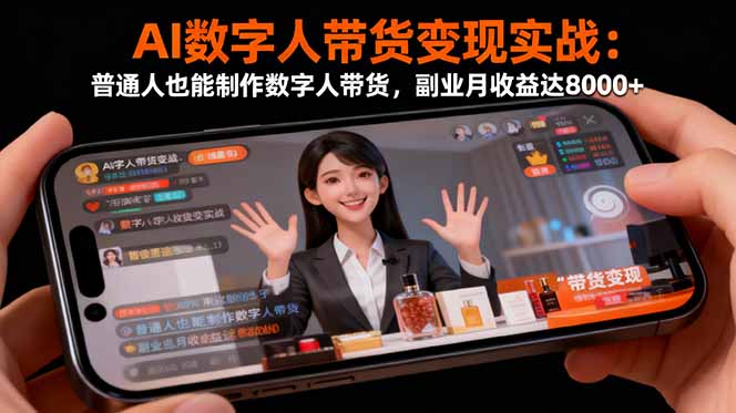 （16377期）AI数字人带货变现实战：普通人也能制作数字人带货，副业月收益达8000+-宇文网创