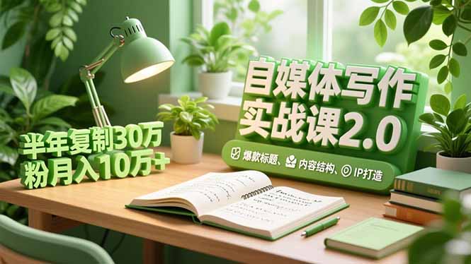 （16734期）自媒体写作实战课2.0，爆款标题、内容结构、IP打造，半年复制30万粉月入10万+-宇文网创