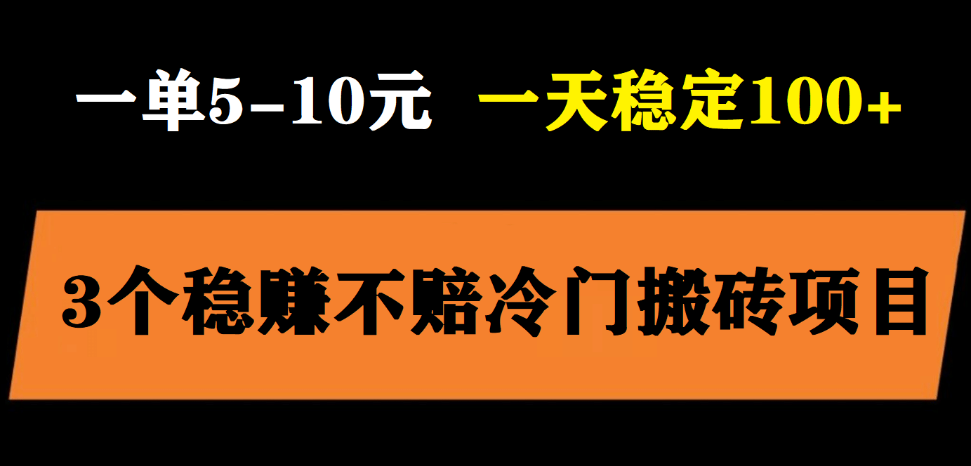3个最新稳定的冷门搬砖项目，小白无脑照抄当日变现日入过百-宇文网创