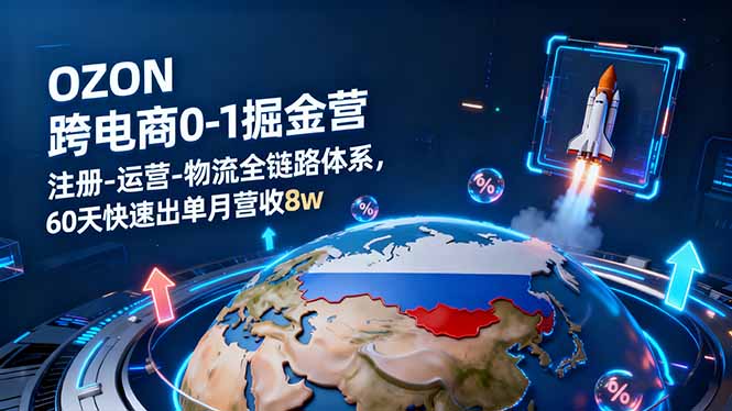 （16277期）OZON跨境电商0-1掘金营：注册-运营-物流全链路体系，60天快速出单月营收8w-宇文网创