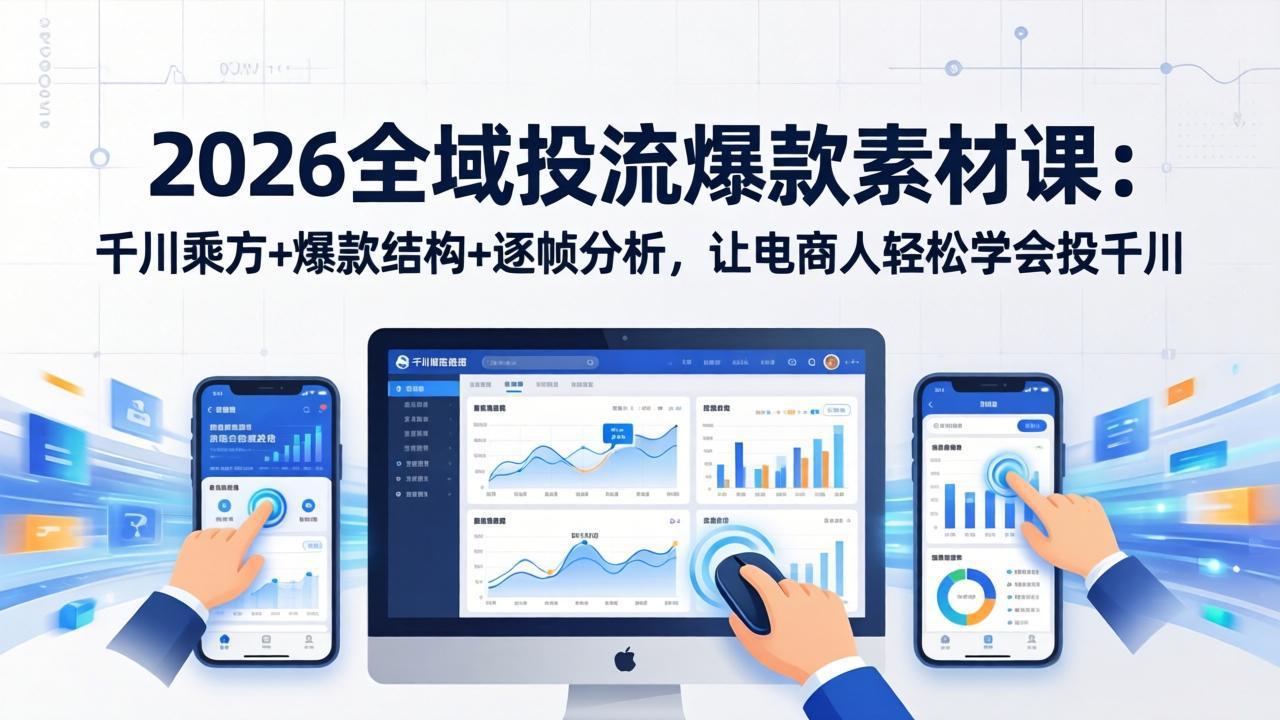 （17705期）2026全域投流爆款素材课：千川乘方+爆款结构+逐帧分析，让电商人轻松学会投千川-宇文网创