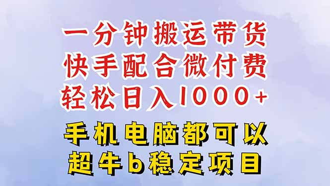 （16285期）快手黑科技一分钟搬运带货，一刀不剪过原创，微付费投流玩法，轻松日入...-宇文网创