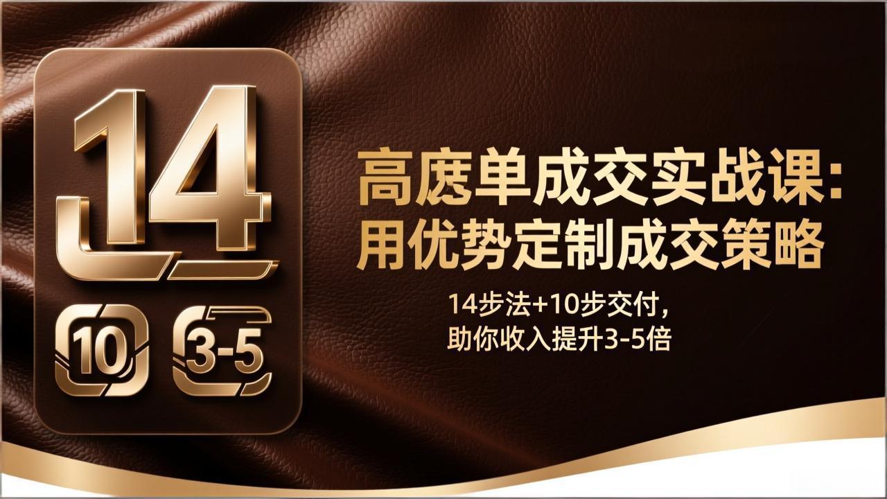 （17572期）高客单成交实战课：用优势定制成交策略，14步法+10步交付，助你收入提升3-5倍-宇文网创