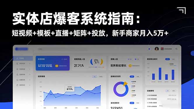 （16541期）实体店爆客系统指南：短视频+模板+直播+矩阵+投放，新手商家月入5万+-宇文网创