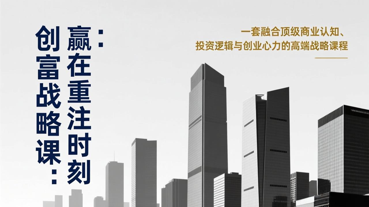 （17337期）《创富战略课：赢在重注时刻》一套融合顶级商业认知、投资逻辑与创业心力的高端战略课程-宇文网创