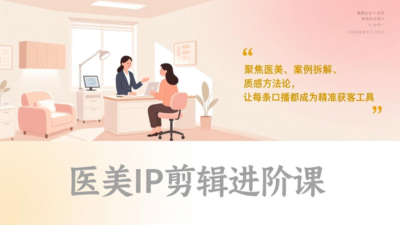 （17303期）医美IP剪辑进阶课，聚焦医美、案例拆解、质感方法论，让每条口播都成为精准获客工具-宇文网创