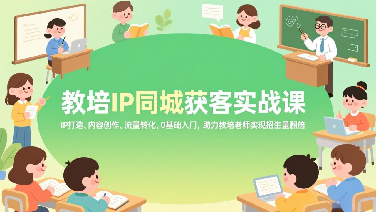 (17341期)教培IP同城获客实战课,IP打造、内容创作、流量转化,0基础入门,助力教培老师实现招生量翻倍-宇文网创