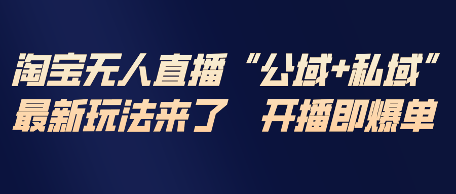 （17098期）淘宝无人直播最新玩法，包含私域和公域两种玩法-宇文网创