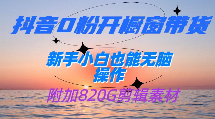 抖音0粉开橱窗带货，日入500+，新手小白也能无脑操作【附加820G剪辑资料】-宇文网创