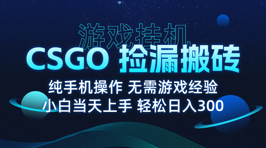 （15820期）8月最新游戏搬砖，CSGO纯挂机，不需要玩游戏，实现真挂机，月入1W+-宇文网创