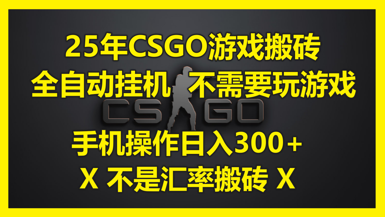 （14902期）25年CSGO游戏搬砖，全自动挂机，不需要玩游戏，手机操作日入300+。(不...-宇文网创