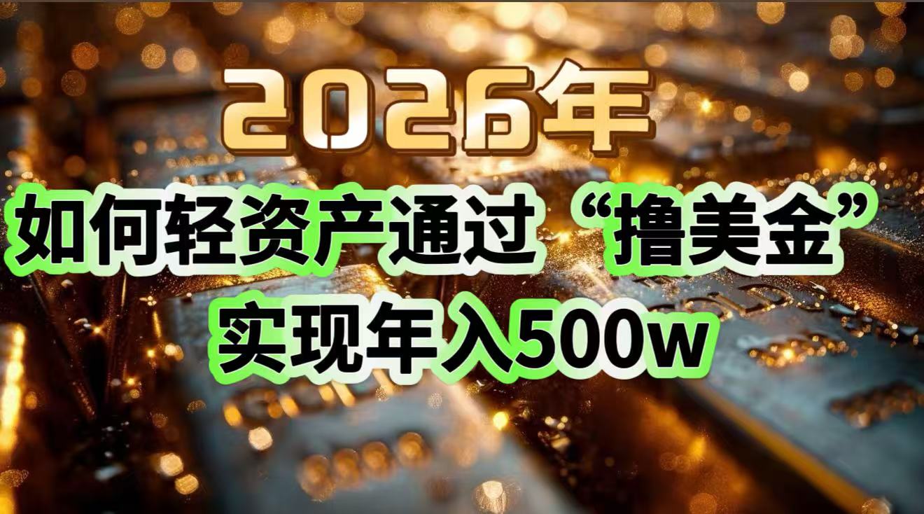 （17033期）2026年如何轻资产通过“撸美金”实现年入500w-宇文网创