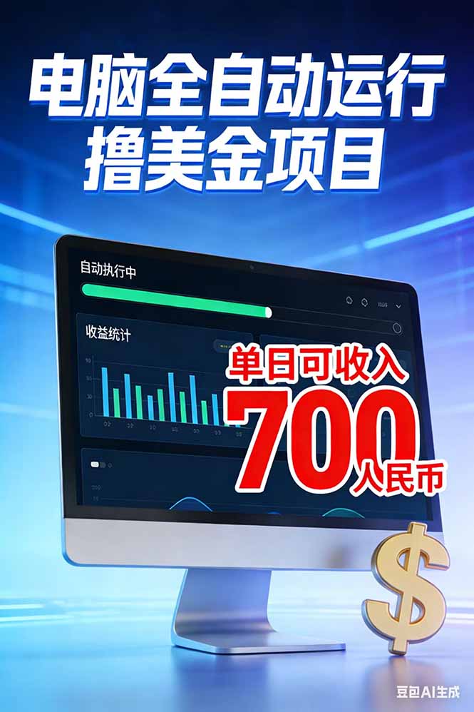 （17169期）2026年电脑全自动赚美金项目，单电脑日收益700+-宇文网创