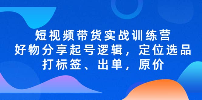 短视频带货实战训练营，好物分享起号逻辑，定位选品打标签、出单，原价-宇文网创