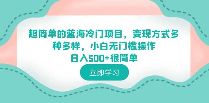 超简单的蓝海冷门项目，变现方式多种多样，小白无门槛操作日入500+很简单-宇文网创