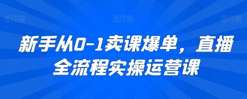 新手从0-1卖课爆单，直播全流程实操运营课-宇文网创
