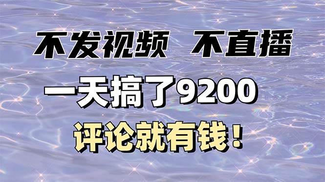 (14018期)不发作品不直播,评论就有钱,一条最高10块,一天搞了9200-宇文网创