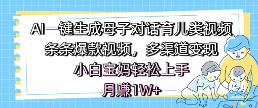 AI一键生成母子对话育儿类视频,条条爆款视频,多渠道变现,小白宝妈轻松上手,月入1W+-宇文网创