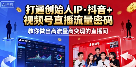 25年直播9-10两期线下课，打通创始人IP，抖音+视频号直播流量密码，教你做出高流量高变现的直播间-宇文网创