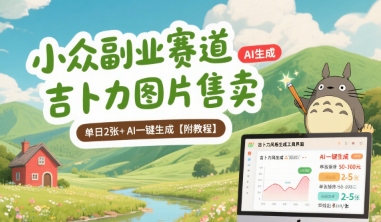 小众副业赛道 吉卜力图片售卖 单日2张+ AI一键生成【附教程】-宇文网创