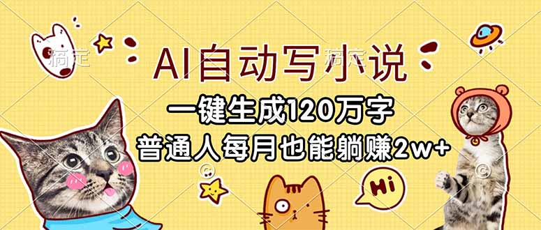 (17025期)AI自动写小说,一键生成120万字,普通人每月也能躺赚2w+-宇文网创