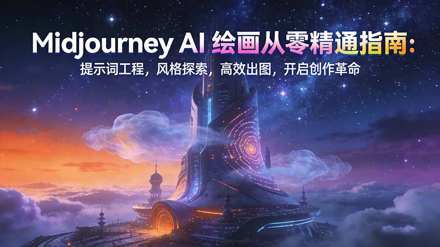 （17118期）Midjourney AI绘画从零精通指南：提示词工程，风格探索，高效出图，开启创作革命-宇文网创