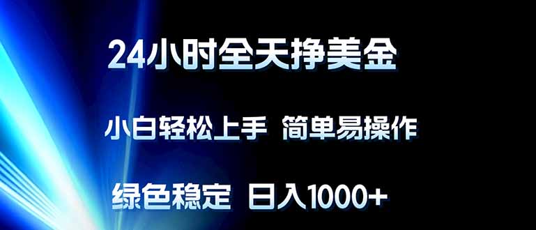 （17557期）24小时全天挣美金，小白轻松上手，简单易操作，绿色稳定，日入1000+-宇文网创