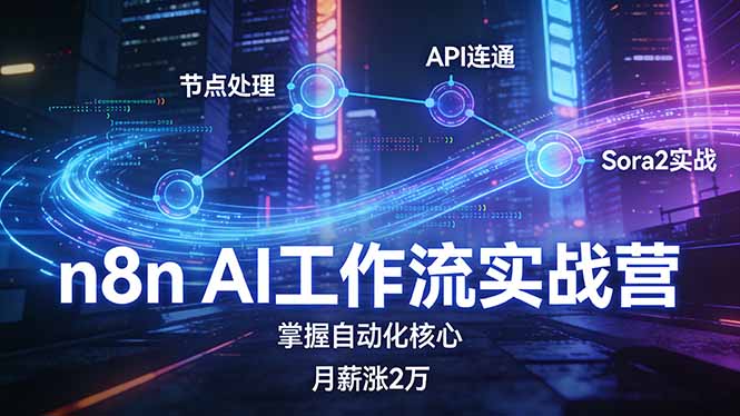 （17458期）n8n AI工作流实战营，节点处理+API连通+Sora2实战，掌握自动化核心月薪涨2万-宇文网创