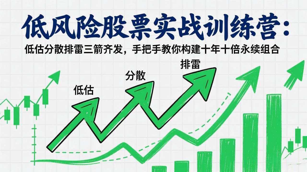 （17487期）低风险股票实战训练营：低估分散排雷三箭齐发，手把手教你构建十年十倍永续组合-宇文网创