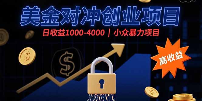 （15642期）美金对冲创业项目，日收益1000-4000，小众暴力项目-宇文网创