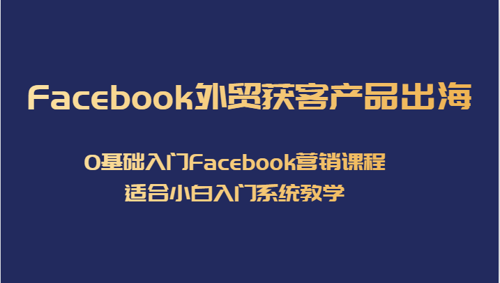Facebook外贸获客产品出海,0基础入门Facebook营销课程,适合小白入门系统教学 Facebook外贸获客产品出海,0基础入门Facebook营销课程,适合小白入门系统教学