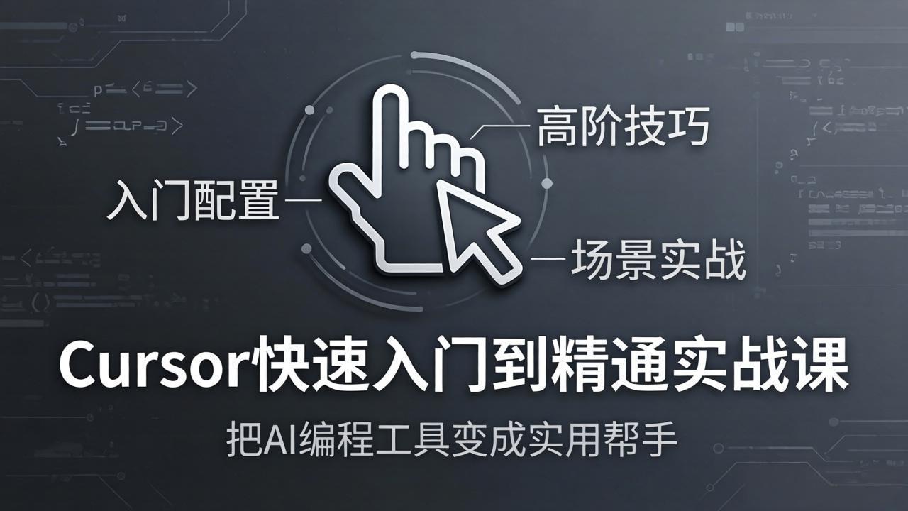 (17794期)Cursor快速入门到精通实战课:入门配置+高阶技巧+场景实战,把AI编程工具变成实用帮手-宇文网创