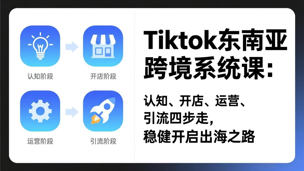 （17243期）TikTok东南亚跨境系统课：认知、开店、运营、引流四步走，稳健开启出海之路-宇文网创