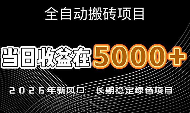 （17115期）2026年新风口赛道，当日6000+以上，可批量放大，月收入20万+，长期绿色稳定的项目-宇文网创