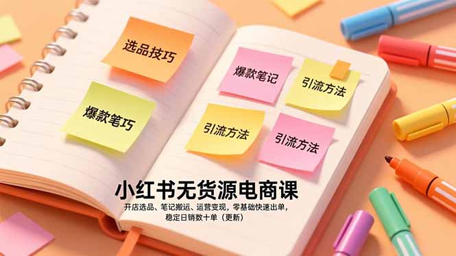 （17018期）小红书无货源电商课，开店选品、笔记搬运、运营变现，零基础快速出单，稳定日销数十单（更新）-宇文网创