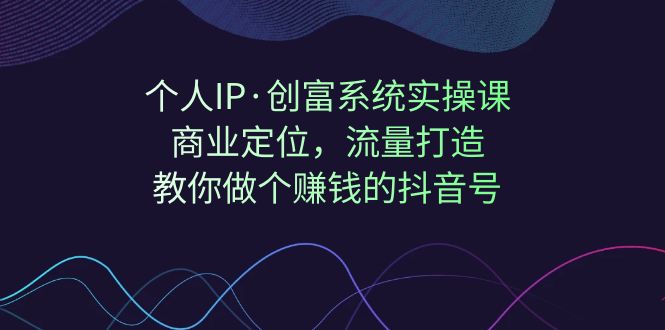 个人IP·创富系统实操课：商业定位，流量打造，教你做个赚钱的抖音号-宇文网创