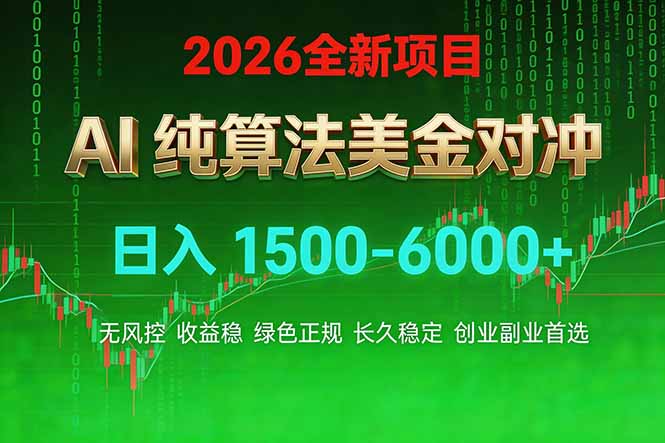 （17466期）2026 全新美金对冲项目，不套平台赠金，不封号，纯算法对冲，日入 1500-6000+-宇文网创