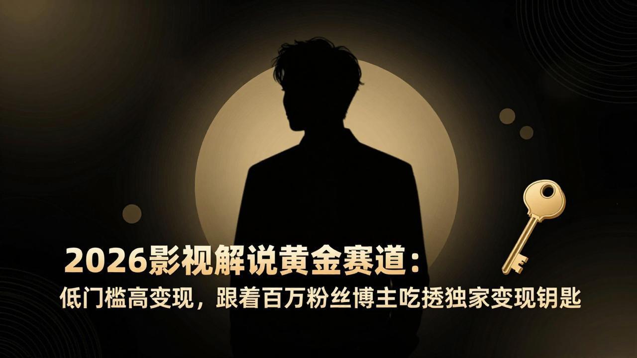 （17721期）2026影视解说黄金赛道：低门槛高变现，跟着百万粉丝博主吃透独家变现钥匙-宇文网创