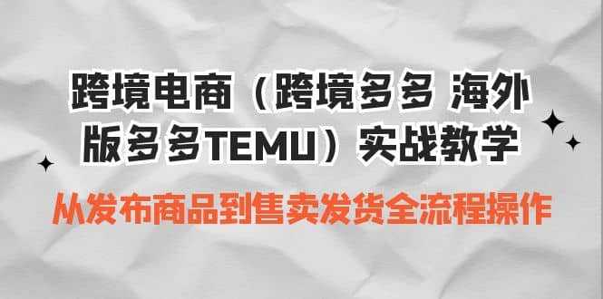 跨境电商（跨境多多 海外版多多TEMU）实操教学 从发布商品到售卖发货全流程-宇文网创