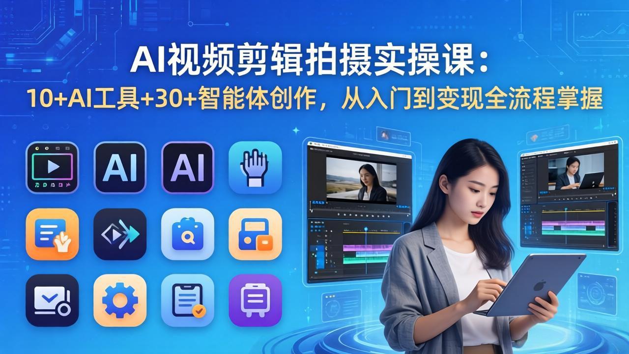 （17818期）AI 视频剪辑拍摄实操课：10+AI工具+30+智能体创作，从入门到变现全流程掌握-宇文网创