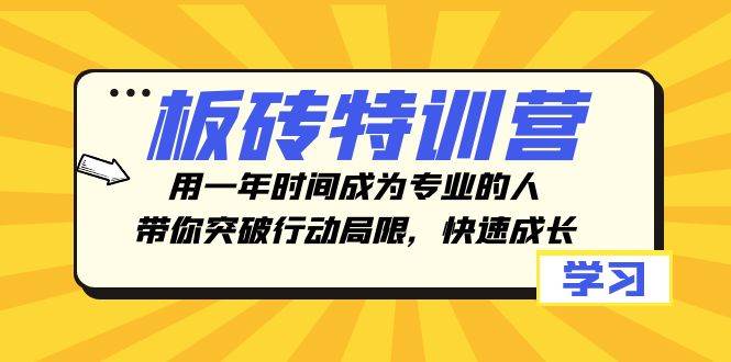 板砖特训营，用一年时间成为专业的人，带你突破行动局限，快速成长-宇文网创