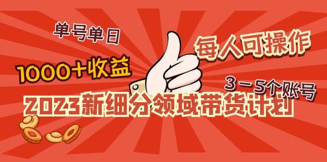 2023新细分领域带货计划：单号单日1000+收益不难，每人可操作3-5个账号-宇文网创