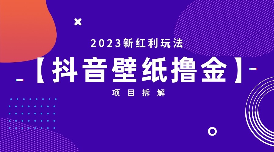 2023新红利玩法，抖音壁纸撸金项目拆解-宇文网创