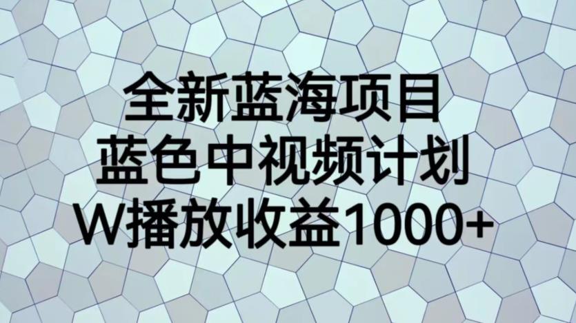 全新蓝海项目，蓝色中视频计划，1W播放量1000+【揭秘】-宇文网创