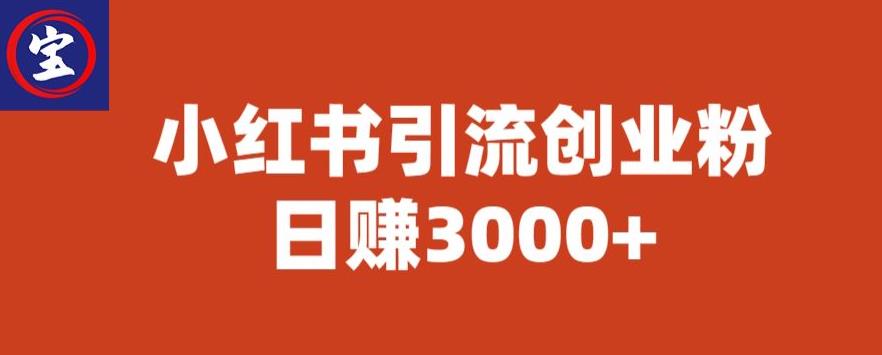 宝哥小红书引流创业粉，日赚3000+【揭秘】-宇文网创