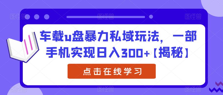 车载u盘暴力私域玩法,一部手机实现日入300+【揭秘】-宇文网创